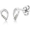 Miore Orecchini Donna Piccoli a Lobo Diamanti taglio Brillante ct 0.04 Oro Bianco 9 Kt / 375
