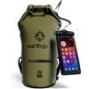Earth Pak Borsa Impermeabile con Tasca Frontale - Ideale per Kayak, Canottaggio, Pesca, Rafting, Sci, Nuoto, Campeggio, e Snowboarding (Verde, 30L)