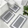 Famibay Set di 3 tappetini da bagno antiscivolo e super assorbenti, lavabili in lavatrice, in microfibra