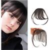 YTBYT Frangia Sottile Capelli Veri Clip 100% Veri Naturali Frangetta Air Bangs Finta Frangia Capelli Clip Frangia Extension Donna (Frangette Wispy, Colore naturale)