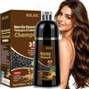 MINYSIC Shampoo Colorante Nero 500ml, 3 in 1 Hair Dye Shampoo per Capelli Grigi, Copertura Istantanea in 5 Minuti, Tintura Capelli per Uomo Donna (Marrone scuro)