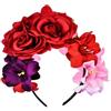 VANTOBEST Fascia per Capelli con Fiori di Rosa Messicana, Accessorio per Costumi di Halloween, Matrimoni e Feste, Rosa Scuro