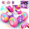 HappyGoLucky Macchina Telecomandata per Bambini Bambina, Unicorno Giocattolo, 2,4 GHz, Luce LED, Capovolte a 360°, Monster Truck Auto Giochi Regalo Bambina 3-12 Anni Femmina - Regali Natale