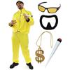 I LOVE FANCY DRESS LTD Costume da rapper anni '90, taglia XL, per adulti, giallo e nero, cappello abbinato, occhiali da sole, catena del dollaro + spliff jumbo + pizzetto nero, divertente costume da rapper per Halloween