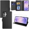 Pollachi Fondina Cover per Samsung Galaxy S26 Ultra Custodia Protettiva in Pelle per 9 Cartes con 1 Vetro Temperato Similpelle Cover Pieghevole con Portafoglio Porta Carte [9 Scomparti]-Nero