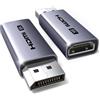 UGREEN Adattatore DisplayPort a HDMI 8K 60Hz 4K 240Hz HDR10 Convertitore DisplayPort Maschio a HDMI Femmina Unidirezionale Cassa in Alluminio Compatibile per HP DELL Laptop HDTV Projector 2 pezzi