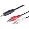 1aTTack.de 1 x 5 m - Cavo audio stereo con spina jack da 3,5 mm nera a 2 spine RCA, spine stampate, contatti nichelati