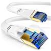CSL-Computer CSL - Cavo di Rete CAT 8 da 7,5 m, Piatto e Sottile, 40 Gigabit Ad Alta Velocità, Internet, Per Posa - 40 Gbps Cat.8 RJ45 Per Switch Router Modem PC, Bianco