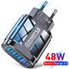 Caricatore rapido QC3.0 da 48 W 4 USB Standard UE da viaggio portatile a 4 porte Ricarica rapida adatto per Android iPhone Xiaomi Altri dispositivi