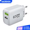 Maerknon Caricatore USB 65W GaN Tipo C Adattatore di alimentazione PD a ricarica rapida Caricatore rapido 3.0 per iPhone 15 Xiaomi POCO Samsung Oneplus
