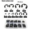 Assortimento di rondelle E-Clip per anello elastico di fissaggio in acciaio inossidabile nero da 120 pezzi per fissaggio albero M1.5-M10