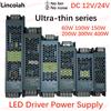 Lincoiah Trasformatore di illuminazione DC 12V/24V Adattatore di alimentazione 5A 12A Ultra sottile LED Strip Switch Driver Lampada 60W 100W 150W 200W 300W 400W