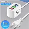 NONE Caricatore USB veloce 6 in 1 Ciabatta Stazione di ricarica da tavolo Ricarica rapida Cavo da 1 m Presa adattatore HUB USB per iPhone 16 Home