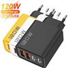 Maerknon Quick Charge 3.0 Fast Charger Muti Total 120W 4 Port USB Type C PD Mobile Phone Wall Adapter for iPhone 16 Samsung S24 Xiaomi 15
