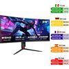 KTC Monitor ultra ampio KTC da 34 pollici, monitor da gioco curvo 165Hz WQHD 3440X1440, monitor PC 1500R, HDR, FreeSync e G-Sync HDMI H34S18S