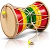 The Great Indian Bazaar Fatto a mano in legno e cuoio classico indiano folk Dumroo Damroo Damaru set di tamburi a mano percussioni decorative da collezione pezzo da esposizione strumenti musicali del mondo
