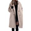 Generisch Cappotto da Donna Invernale con Scollo a V, Revers, Trench, Lungo, Caldo, in Lana, per Autunno/Inverno, Dritto, Doppiopetto, Cappotto da Transizione Elegante, con Tasche, beige., M