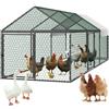 VEVOR Pollaio in Metallo 1 x 3 x 1 m Piccola Gabbia per Polli con Copertura Impermeabile e 3 Porte, Recinto per Pollame con Tetto a Guglia Compatibile con Pollai in Legno, per Conigli, Galline