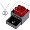 Eaprala Regalo per la festa della mamma Vera Rosa per la mamma, Rosa eterna con collana regalo, Regali per la festa della mamma Compleanno Natale Rosa per mamma moglie donna (Rosso Cristallo)