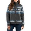Generisch Cardigan da donna norvegese, maglione a maglia grossa, in jacquard, per le giornate fredde, grigio., L