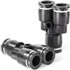 TAILONZ PNEUMATIC Nero 6MM OD Raccordi a Y in plastica da spingere per collegare 3 vie tubo collegare Push Fit Push Lock PY6(Confezione da 10)