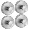 YUNYU 4 ganci a ventosa per bagno, doccia, cucina e porte in vetro, aderenza sicura su superfici lisce, mantiene asciugamani, luffas, cappotti, accappatoi fino a 11 libbre (argento)