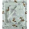 Intelligent Design Cozy Soft 100% Cotone Flanella Stampa Animali Stelle Carino Caldo, Ultra Morbido Freddo Set Lenzuola, Queen, Seafoam Foxes 4 Pezzi