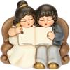 THUN, Coppia Anniversario con Libro in Ceramica Decorata a Mano, Versione Grande, 13.5 x 7 x 12.5 cm h