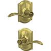 SCHLAGE F40 Acc 608 CAM - Leva d'accento con finiture Camelot per letto e vasca, ottone satinato Lock Company
