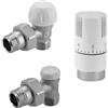 Schläfer 37041202 | Kit Termostatico ad angolo completo con valvola Termostatica 1/2, testa di comando impostazione 0-28 C e detentore 1/2 per termosifone, Termoarredi, Scaldasalviette
