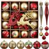 Kssvzz Set di 40 Palline di Natale Rosse e Oro, 2-9cm Decorazioni Natalizie Infrangibili con Gancio, Decorazioni Albero di Natale Include Decorazioni Smerigliato, Liscio, Glitterate