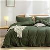 BESTOUCH Set copripiumino in 100% cotone lavato al tatto, super morbido, confortevole, chic, leggero, 2 pezzi, set di biancheria da letto per la casa, colore: verde oliva