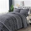 Travan, set di biancheria da letto da 3 pezzi in microfibra, trapunta e federe, morbido, leggero, adatto a tutte le stagioni, motivo a righe di colore nero, Queen size