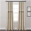 Lush Decor Set di tende per finestre in cotone tessuto di lino beige con bottoni, tinta in filo (213,4 x 101,6 cm)