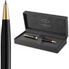 Parker Sonnet penna a sfera | laccatura di colore nero con finiture in oro | pennino medio | Confezione regalo