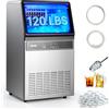 VEVOR Macchina per Ghiaccio Commerciale, 59 kg / 24 ore con Capacità di Stoccaggio 15kg, 45 Cubetti per Ciclo, Macchina per Ghiaccio Sottobanco in Acciaio Inox con Display a LED, Autopulente, Bar