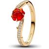 PANDORA Anello Donna Oro Disney La Bella e la Bestia 163984C01, 54/17,2, Argento sterling, Zirconia cubica