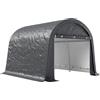 Outsunny Tendone da Giardino per Moto, Bici e Attrezzi con 2 Ingressi a Zip, in Acciaio e PE, 300x300x235 cm, Grigio | Aosom Italy