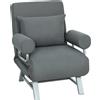 HOMCOM Poltrona Letto 3 in 1 con Schienale Reclinabile su 5 Livelli, in Tessuto Effetto Lino, 73x78x81 cm, Grigio Scuro | Aosom Italy