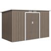 Outsunny Casetta da Giardinocon 2 Prese d'Aria e 2 Porte Scorrevoli, Capanno Attrezzi in Acciaio, 280x130x172 cm, Marrone Legno | Aosom Italy