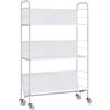 HOMCOM Carrello Portalibri Moderno a 3 Livelli con Ruote Girevoli per Libri e Riviste, 69x26x108 cm, Bianco | Aosom Italy