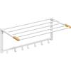 HOMCOM Portasciugamani a Parete Pieghevole con 5 Barre e 6 Ganci in Legno e Acciaio, 60x32.5x20 cm, Bianco | Aosom Italy
