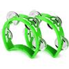 Flexzion Tamburello a mano campana strumenti musicali a percussione (verde, confezione da 2), strumento musicale in plastica mezza luna mini D palmare, jingle Bells