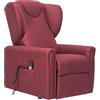 POLTRONE ITALIA Detraibile 19% Poltrona Large Relax Elettrica Rinforzata, 2 motori, reclinazione indipendente schiena piedi letto 180° 2 ruote max 160 Kg Antimacchia seduta indeformabile Rosso