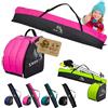 BambiniWelt by Rafael K. BambiniWelt - Set da sci per bambini, 125 cm, borsa da sci e borsa per scarponi da sci Cordura, impermeabile, scomparto per casco e scomparto per occhiali da sci e sport invernali, colore: nero/rosa