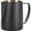 Dianoo Brocca schiumalatte da 350 ml, in acciaio inox, per caffè espresso, cappuccino, barista, brocca a vapore, latte, arte del latte, nero