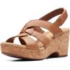 Clarks Giselle Beach Wedge Sandal, Tan Leather, 7.5 Medium