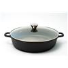 Baumalu Pentola lenta bassa 32 cm + coperchio vetro - 5 LT - ghisa alluminio ceramica