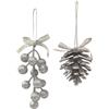 Giocoplast Natale Addobbo Natalizio Glitter Argento Pigna o Bacche con Fiocco Prezzo cad