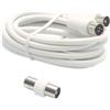 Metronic Prolunga tv 1,5mt m/f 9,522mm con Adattatore Bianco